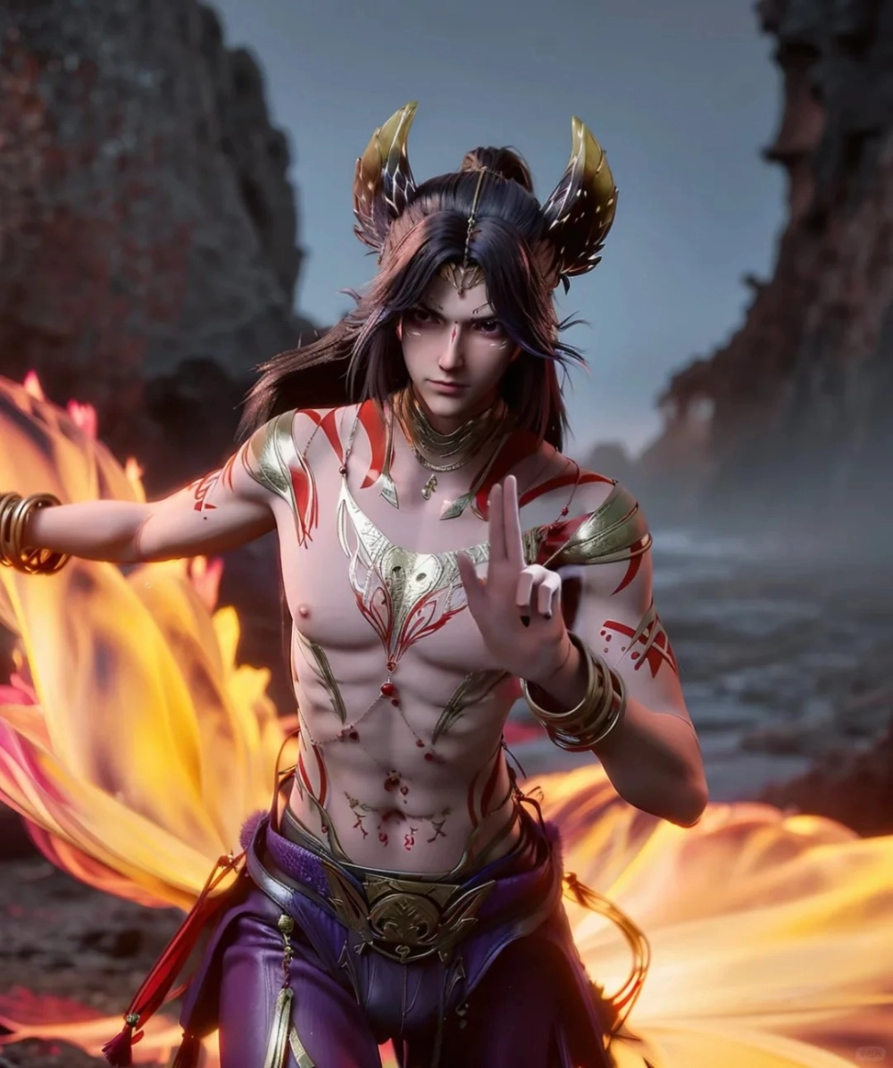 Ảnh 3d Bạch Hồ Yêu Vương với mái tóc trắng bồng bềnh