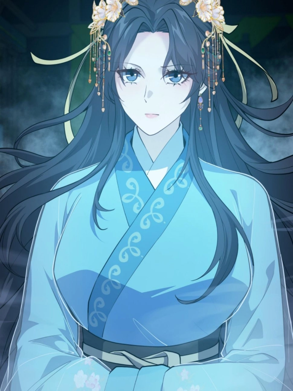 Tạo hình nhân vật Già Lam với mái tóc đen dài và khí chất thanh cao