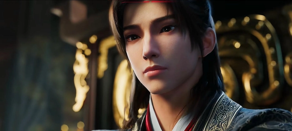 Mạnh Thiếu Bạch cầm kiếm đứng trên đỉnh núi cao