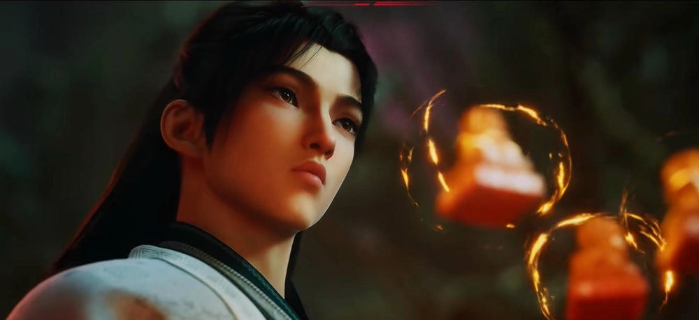 Tạo hình Mạnh Thiếu Bạch donghua với thanh kiếm sắc lạnh